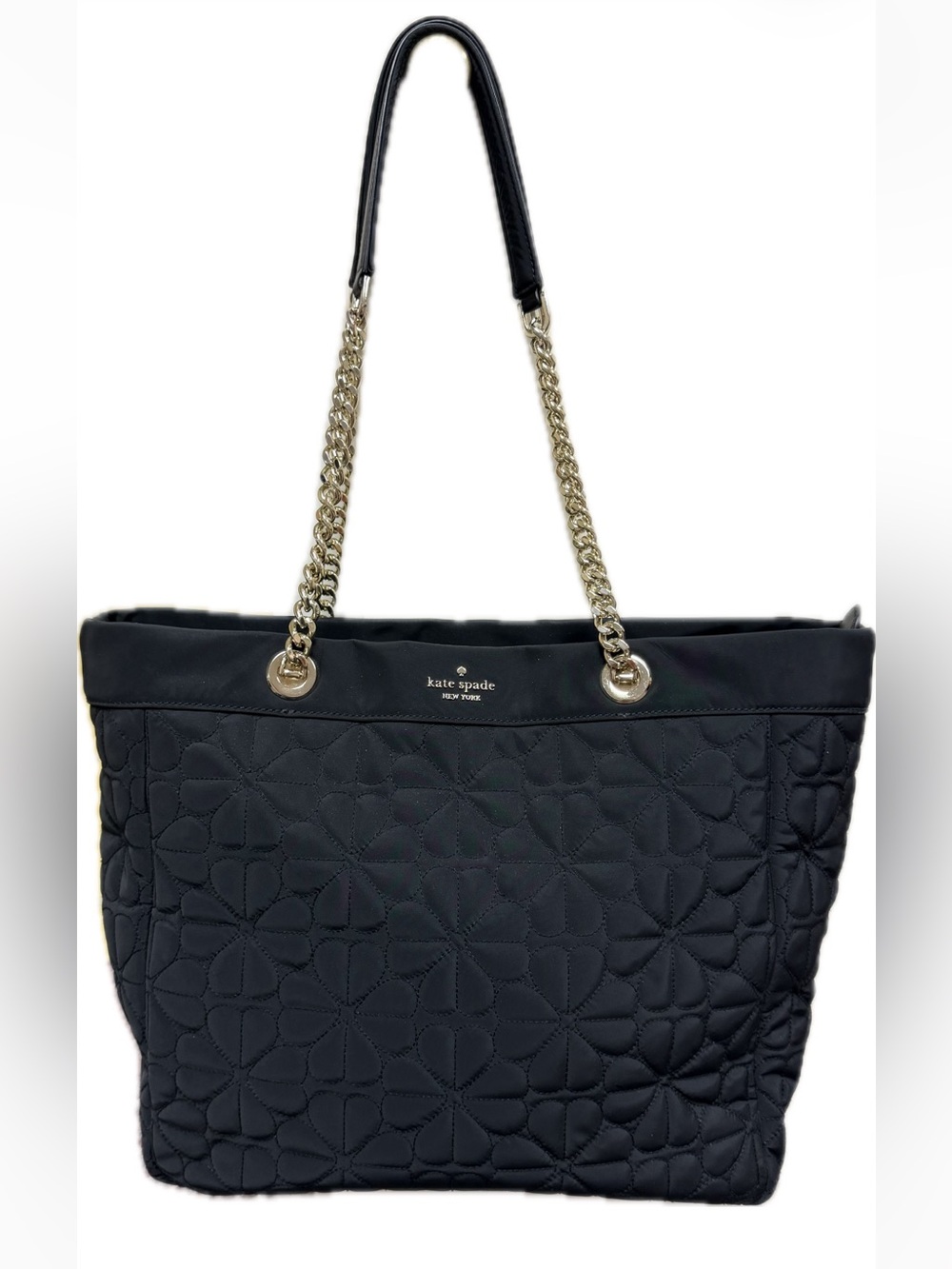kate spade Black Quilted Floral-Pattern Chain Tote